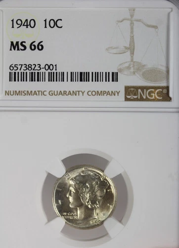 1940 Mercury Dime : NGC MS66 Blazing White
