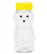 Yellow 8 Oz Plastic Bear Honey Bottle Jars, Empty Honey Squeeze Bottle with F...