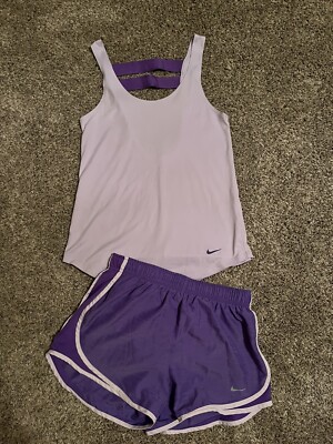 Nike Women's Purple Short Sm/Top Tank XS workout outfit Gym Set Sport **EUC** | eBay