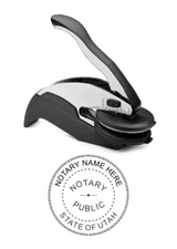 UTAH Notary Public Embosser Seal - Custom IDEAL Seal 1-5/8" Round Chrome