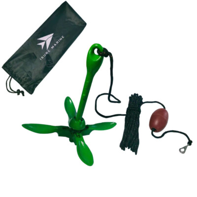 Boat Green Folding Anchor Buoy Kit Portable Complete Grapnel Anchor System 
