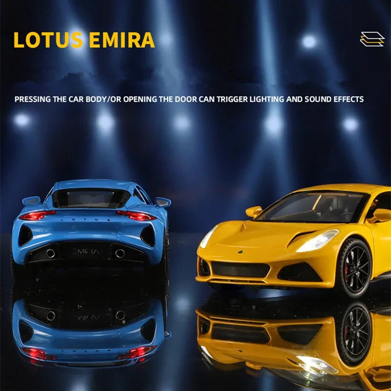 1:24 Lotus Emira Alloy Sports Car Model Diecast Racing Car Vehicles Sound Light - Image 3 of 4