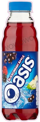 Eiswagen Flasche Oase Apfel schwarze Johannisbeere Aufkleber Getränk Gastronomie Anhänger