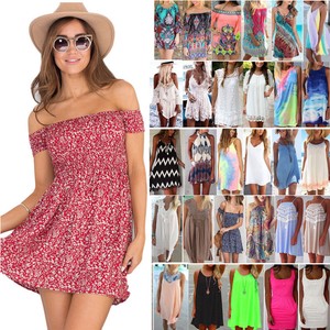 Womens-Summer-Short-Mini-Dress-Beach-Bikini-Cover-Up-Kaftan-Swimwear-Sundress-US