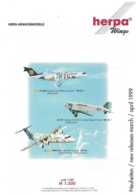 HERPA Wings Neuheiten 1999, 3-4, März / April