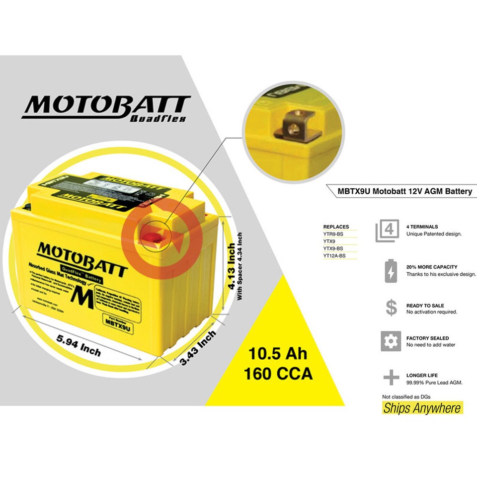 Batterie Potentielle Motobatt MB12U Scellée Honda CB T 250 1977-1978