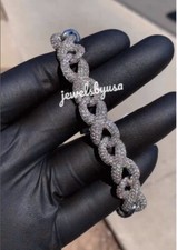 Studded 7Ct Real  Moissanite Stylish Infinity 8" Bracelet 925 Silver Free Stud