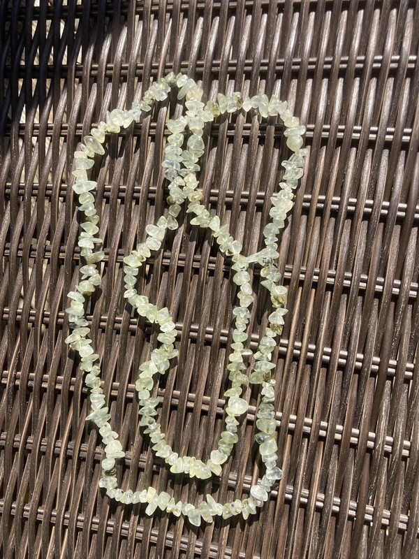 Green Agate Chip Necklace 17” Vintage