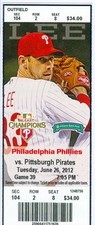 2012 Phillies vs Pirates Ticket: Carlos Ruiz, Ty Wigginton & Michael McKenry HR