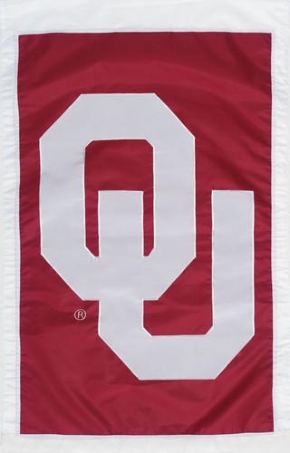 oklahoma sooners 28x44 double (2) sided applique banner flag fre