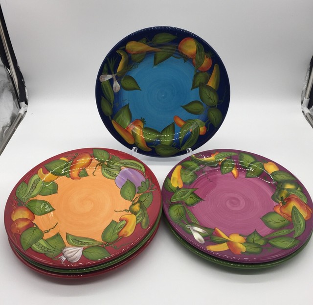 Gates Ware By Laurie Gates Set of 4 Luncheon / Dinner Plates Red