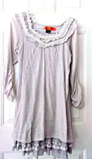 Womens gauzy fairy dress L Boho lacey crinkle romantic lined vtg hippie grunge