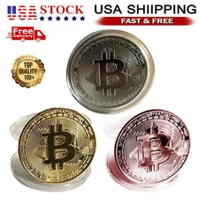 Bitcoin Physical Crypto Coin Commemorative Cryptocurrency with Protective Case
