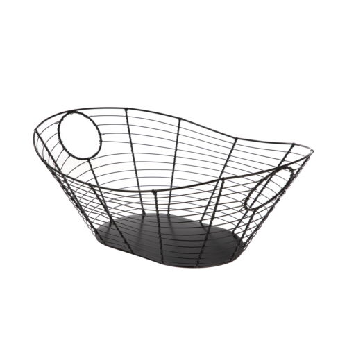 Black Handcrafted Wire Basket with Handles