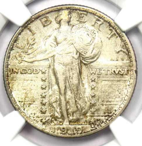 1919-S Standing Liberty Quarter 25C Coin - Certified NGC AU Detail - Rare Date!