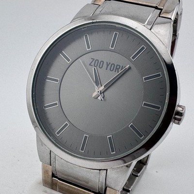 Zoo York Quartz Watch ZY1261 Men 45mm Silver Japan Movt Analog New Battery 8''