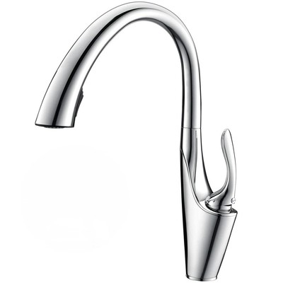 Kitchen Faucet Pull Out Chrome Finish Single Lever 1 Hole Mount Pull Out Cont...