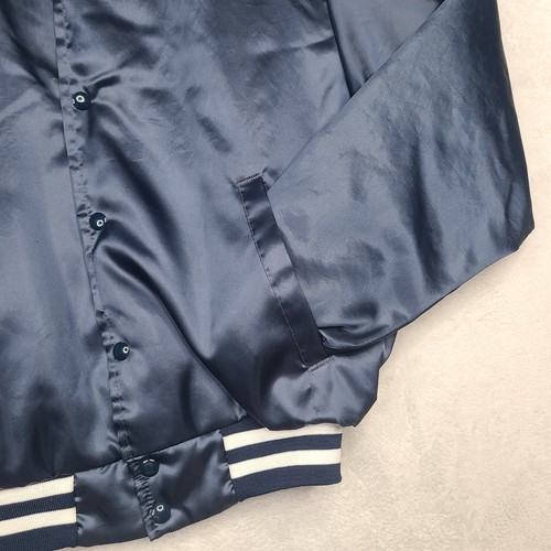 Vintage U.S. Navy Satin Bomber Jacket Mens Large Blue 85-86 Swingster USA Made - Picture 14 of 15