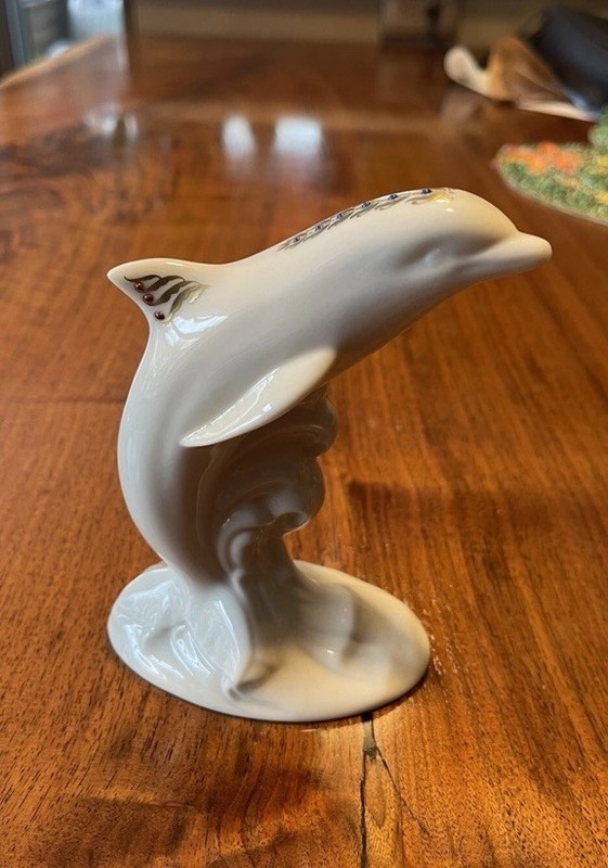 1993 Lenox China Jewels Collection Dolphin Riding Wave Figurine 5.25" USA