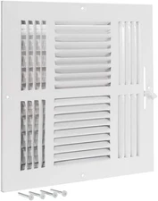 10x10 White Steel Air Vent Cover – Wall/Ceiling HVAC Register