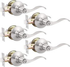 5 Pack Brushed Nickel Door Handle Interior Door Levers Privacy