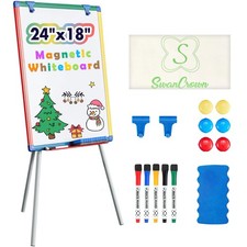 Dry Erase Board White Board For Kids 24x18 Inch Art Easel For Kids Magnetic Trip