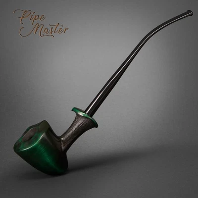 Mr. Brog WOODEN TOBACCO SMOKING PIPE 323 Mashroom Green Churchwarden Pear + Box