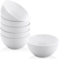 Small Bowls Set, White Ceramic Bowls of 6, 10 Oz Porcelain Bowl for Kitchen Dess