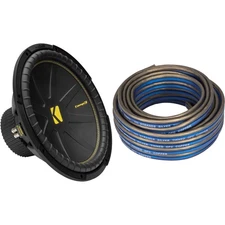 Kicker 50CWCD154 CompC 15" Subwoofer, Dual 4-Ohm with Speaker Wire Bundle