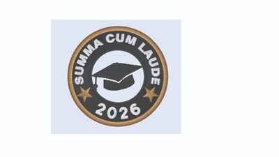 CUSTOM MADE Embroidered SUMMA CUM LAUDE Patch  Iron On and/or Sew On  3''
