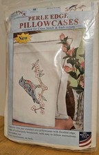 Jack Dempsey Perle Edge Pillowcases Stamp Hand Embroidery BLUEBIRD 1600-797