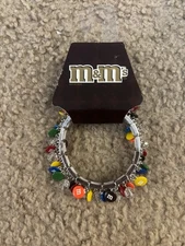 M&M Monet jewelry Charm Bracelet With Clear Beads And All M&m Colors
