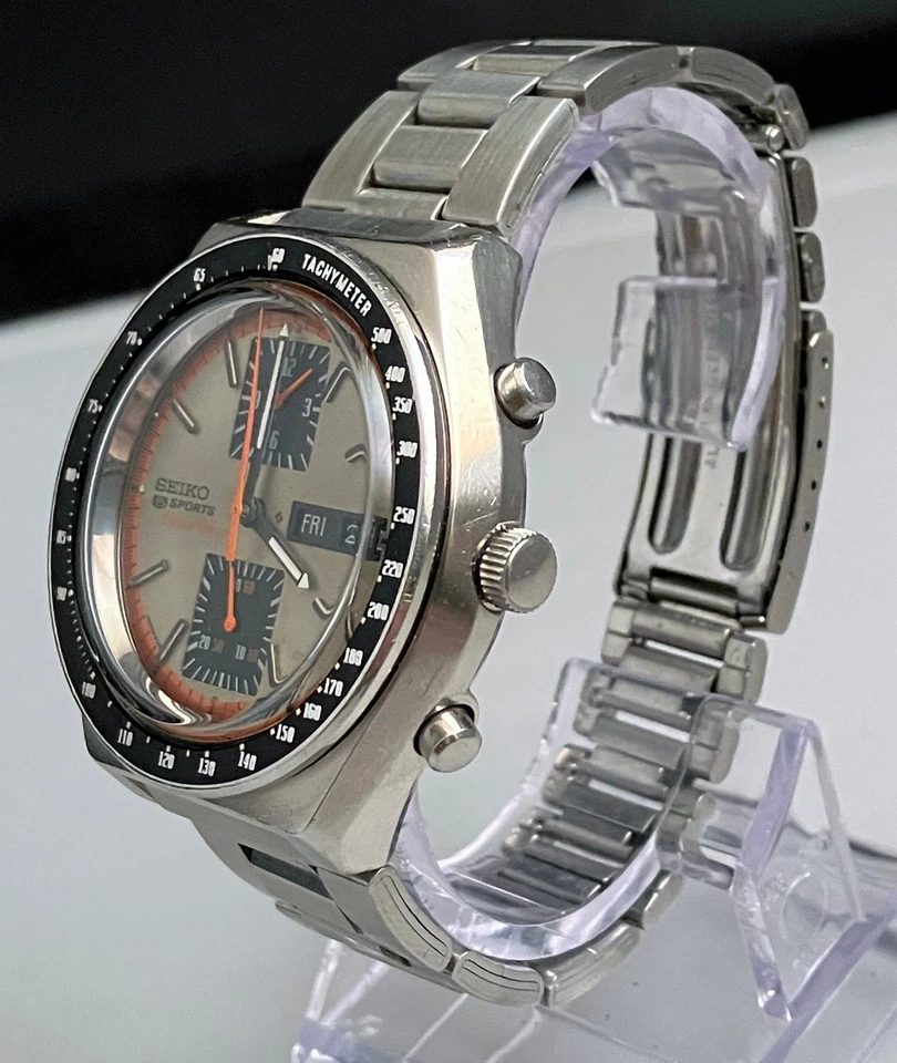 SEIKO 6138-0030 5 deportes temporizador esfera champán cronógrafo automático 1973 Foto 3 de 4