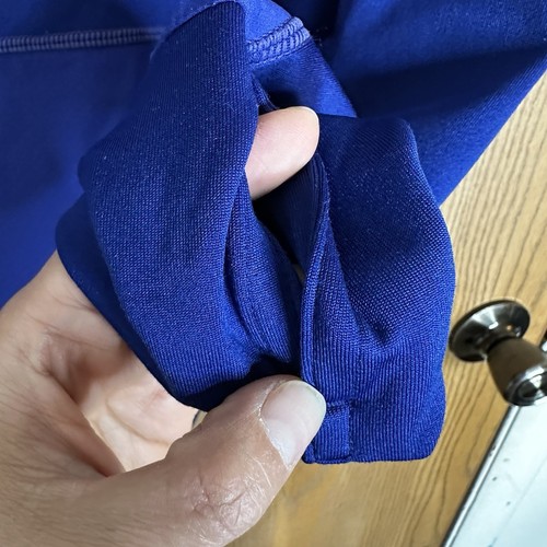 Athleta Damen Top Gr. XS Stretch Hoodie Daumenschlaufe Athleisure Taschen blau - Bild 10 von 10