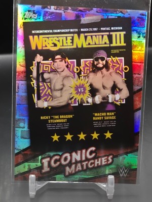 Topps WWE 2021 Superstars Iconic Matches Wrestlemania 3 Steamboat Macho Man #MA1