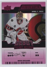 2022-23 Upper Deck Credentials Debut Ticket Access Pink 35/49 Mads Sogaard 1p9e