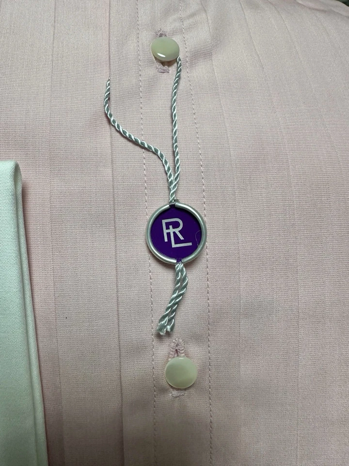 Camisa Esmoquin Ralph Lauren Etiqueta Púrpura Rosa Puño Francés Cuello Talla 15.5 Leer. Foto 2 de 4