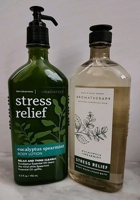 Bath & Body Works Stress Relief Eucalyptus Spearmint Body Wash +Form Bath Lotion