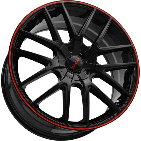 (Set of 4) Touren TR60 17x7.5 5x112/5x120 +42mm Black/Red Wheels Rims 17" Inch Foto 3 de 4