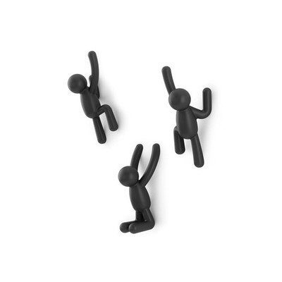 Umbra Buddy Haken Dekorative Wandhaken 3er-Set Schwarz Garderobenhaken
