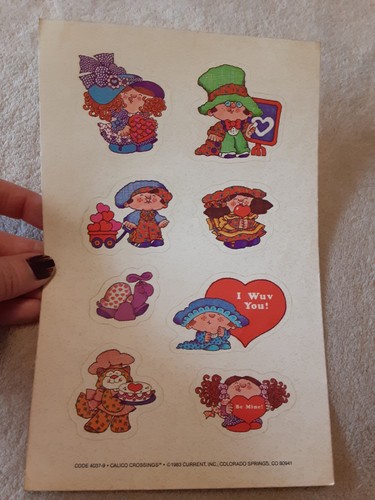 vintage 80's Current Calico cute kids sticker sheet *damaged*