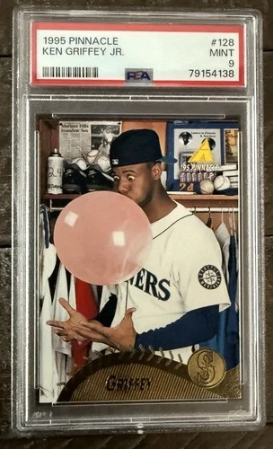 1995 Pinnacle KEN GRIFFEY JR Blowing Bubble PSA 9 Mint! HOF, #128, Mariners