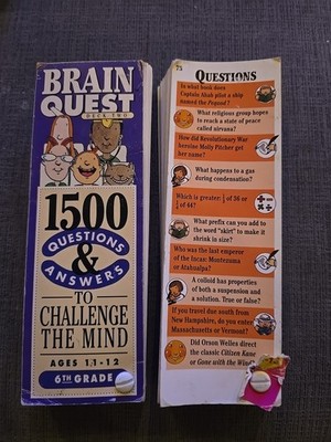 Set/2 Brain Quest 1500 Q&A Learning Challenge Cards 6th GRADE AGE 11-12 &unknown