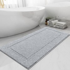 Grey Long Bath Mat Runner 24x60 Inch Super Soft Absorbent Bathroom Rug