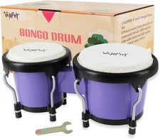 Bongo Drum 4'' and 5'' Set for Kids Adults 4”+5” purple, Purple 