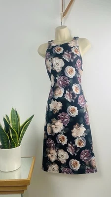 New Look Black Floral Bodycon Midi Dress UK 14 | Elegant Occasion Dress - Image 1 of 4