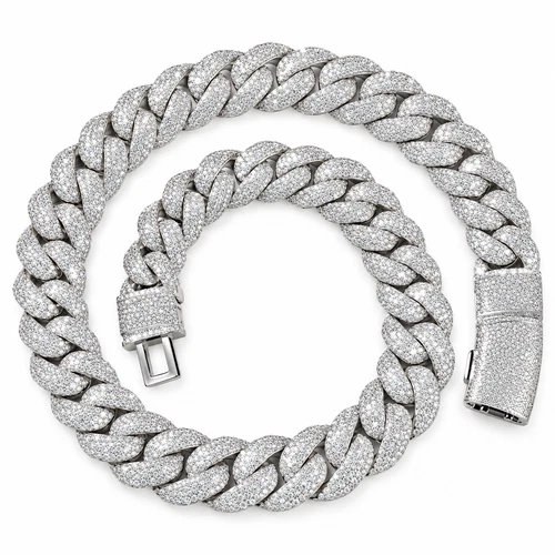 16mm Iced Out Miami Cuban Link Chain Necklace 22" Silver Tone CZ Mens Hip Hop - product listing photo