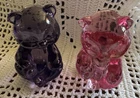 Fenton Lot of 2 Mini Bears Empress Rose Pink & Purple Unpainted