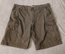Carhartt Relaxed Fit Cargo Shorts 44 Brown Cotton Logo Pockets