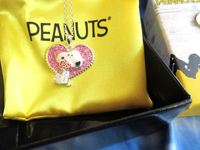 Official PEANUTS Snoopy Valentine's Brass Silver Plated Necklace NIB